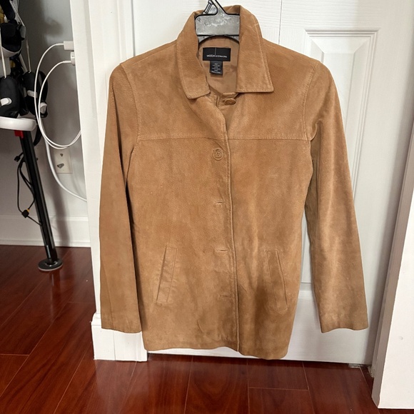 Y2K Vintage Suede Car Coat Tan from Victoria Secret PXXS - Picture 1 of 2